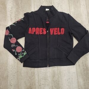 ApresVelo Black Zipup Sweatshirt Jacket Size Medium